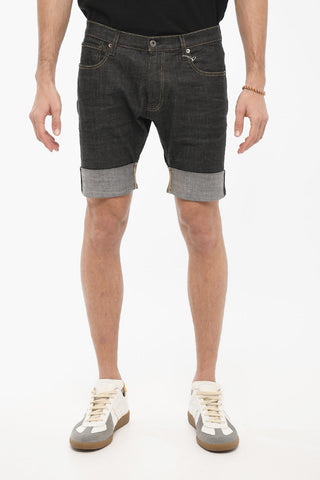 Stretch Denim Shorts with Cuffed Hem