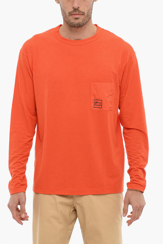 T-Shirt Girocollo a Manica Lunga con Taschino
