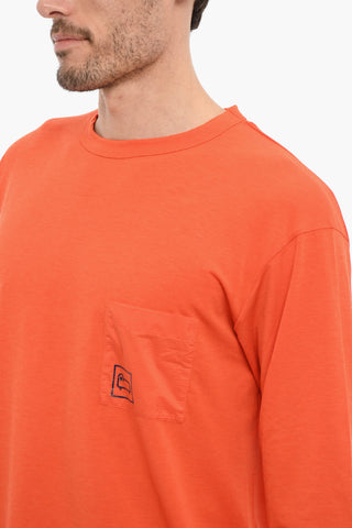 T-Shirt Girocollo a Manica Lunga con Taschino