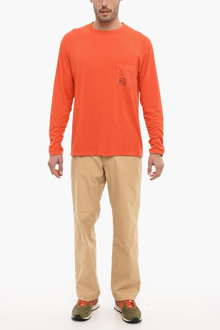 T-Shirt Girocollo a Manica Lunga con Taschino