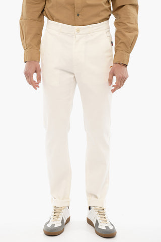 Pantaloni Chino in Twill di Cotone con Passanti
