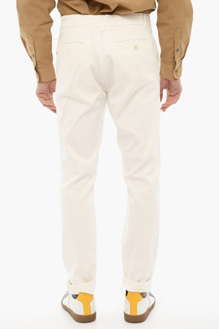 Pantaloni Chino in Twill di Cotone con Passanti