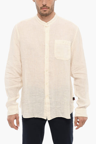 Camicia in Lino con Collo alla Coreana