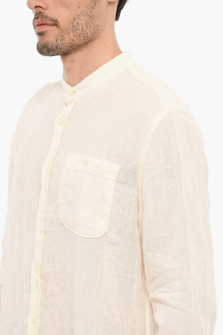 Camicia in Lino con Collo alla Coreana