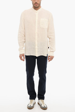 Camicia in Lino con Collo alla Coreana