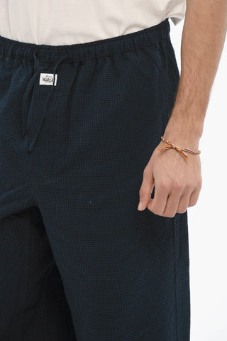 Micro-Checked Pyjama Pants with Elastic Waistband