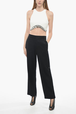 Wide Leg Pants with Side Contrasting Bands