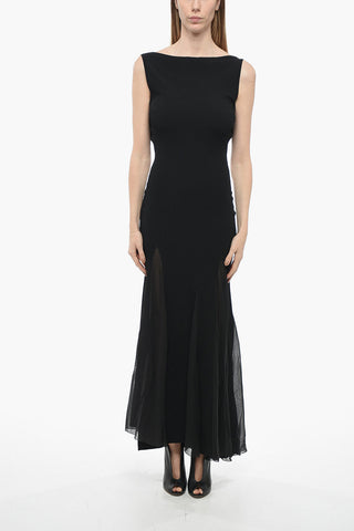 Open Back Dress with Viscose Pleated Skirt