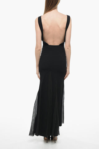 Open Back Dress with Viscose Pleated Skirt