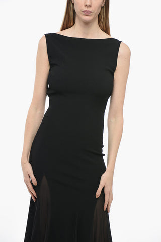 Open Back Dress with Viscose Pleated Skirt