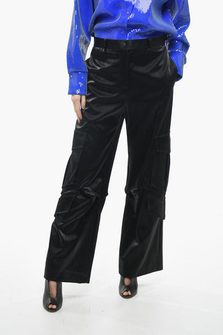 Pantaloni Cargo in Satin con Passanti