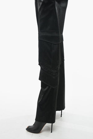 Pantaloni Cargo in Satin con Passanti