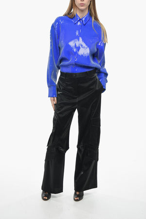 Satin Cargo Trousers with Belt Loops