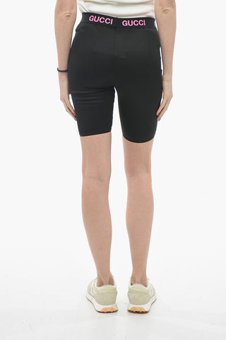 Biker Shorts with Logoed Waistband