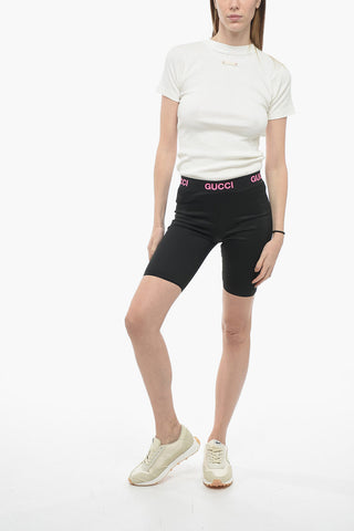 Biker Shorts with Logoed Waistband