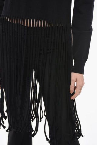 Wool Blend Sweater with Fringe Detail