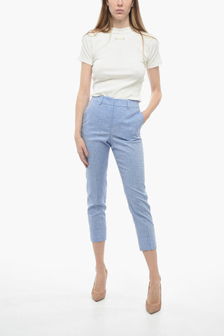 Flax Blend Chinos Pants with Cuffs