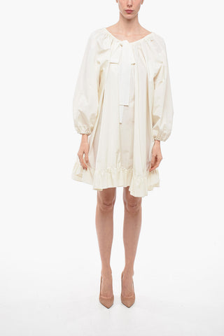 Chemisier in Organza con Maniche a Sbuffo