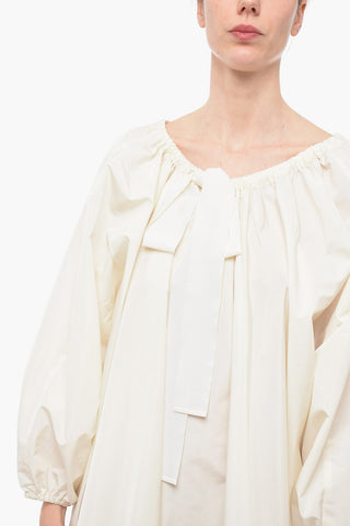 Chemisier in Organza con Maniche a Sbuffo