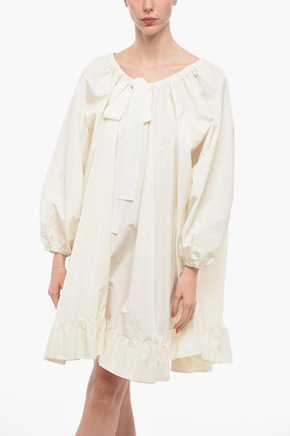 Chemisier in Organza con Maniche a Sbuffo