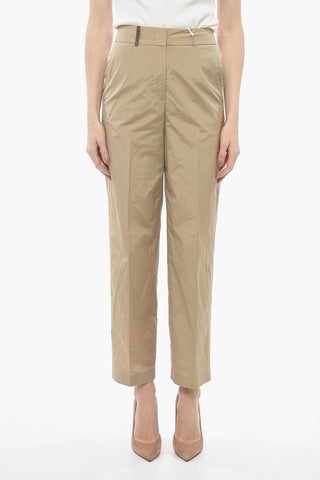 Cotton Blend Chinos Pants with Hidden Closure