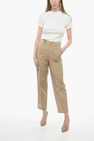 Cotton Blend Chinos Pants with Hidden Closure