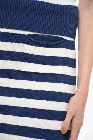 Striped Cotton Knit NAUTICAL Midi Skirt