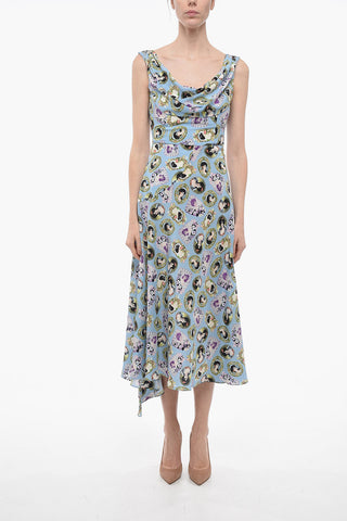 Graphic Print Silk Midi Dress