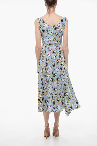 Graphic Print Silk Midi Dress