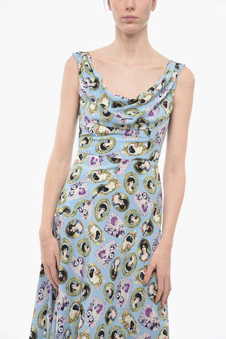 Graphic Print Silk Midi Dress