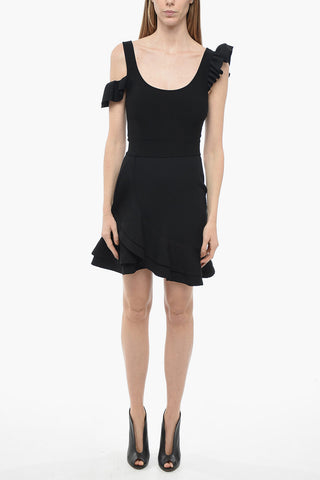 Knitted Mini Dress with Ruffles