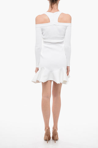Cold-shoulder Knitted Dress with Flared Bottom