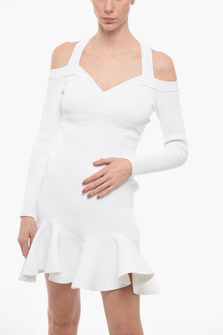 Cold-shoulder Knitted Dress with Flared Bottom