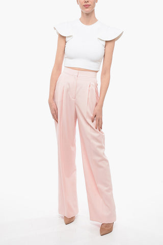 Wool Wide-leg Pants with Pleats