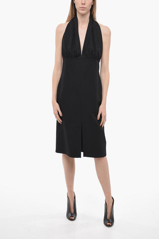 Draped Long Dress with Denuded Shoulders