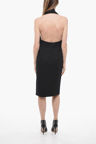 Draped Long Dress with Denuded Shoulders