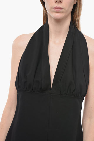 Draped Long Dress with Denuded Shoulders