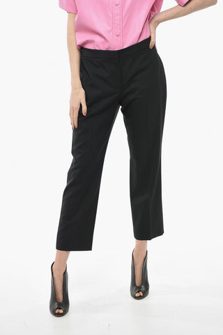Wool Cropped Pants with Front Pleats