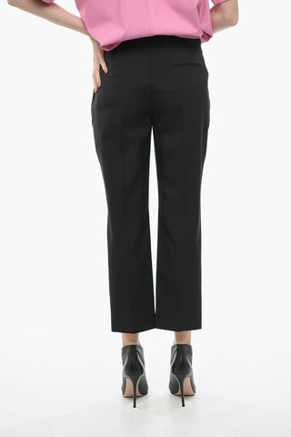 Wool Cropped Pants with Front Pleats