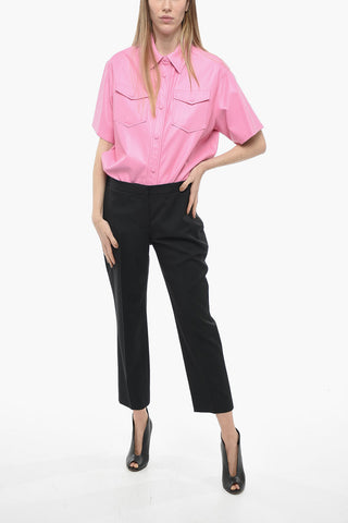 Wool Cropped Pants with Front Pleats