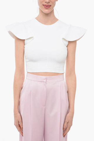 Viscose Cropped Top with Flap Sleeves