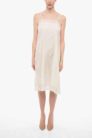 Silk Blend Slip Dress with Sangallo Details