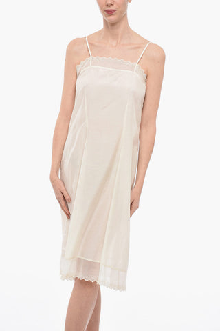 Silk Blend Slip Dress with Sangallo Details
