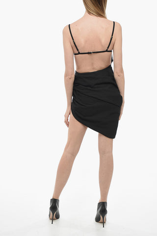 Sleeveless Asymmetric Dress With Draping