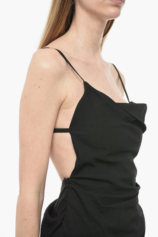 Sleeveless Asymmetric Dress With Draping