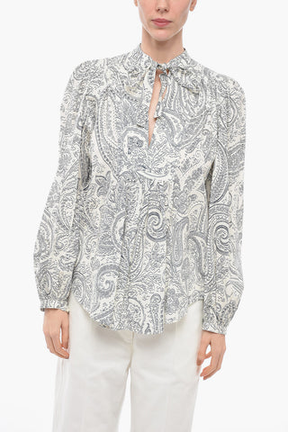 Blusa Con Stampa Paisley E Collo A Fiocco