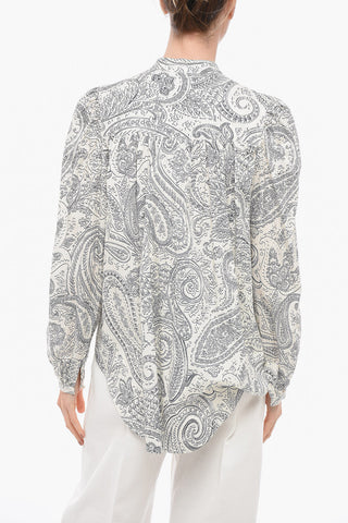 Blusa Con Stampa Paisley E Collo A Fiocco