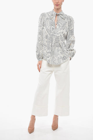 Blusa Con Stampa Paisley E Collo A Fiocco