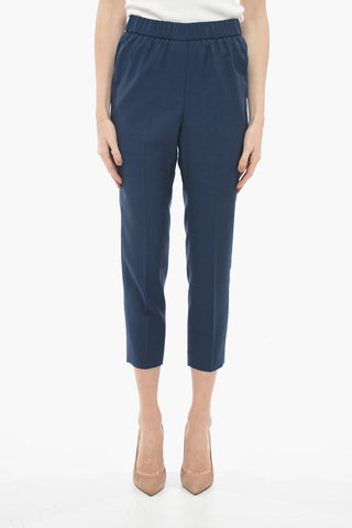 Bird's Eye Flax Blend Pants with Elastic Waistband