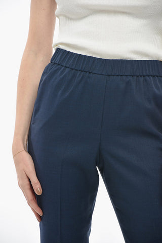 Bird's Eye Flax Blend Pants with Elastic Waistband